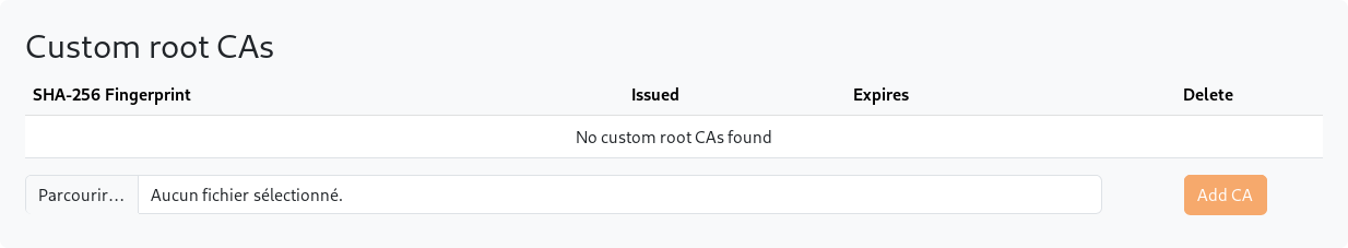 Custom root CAs