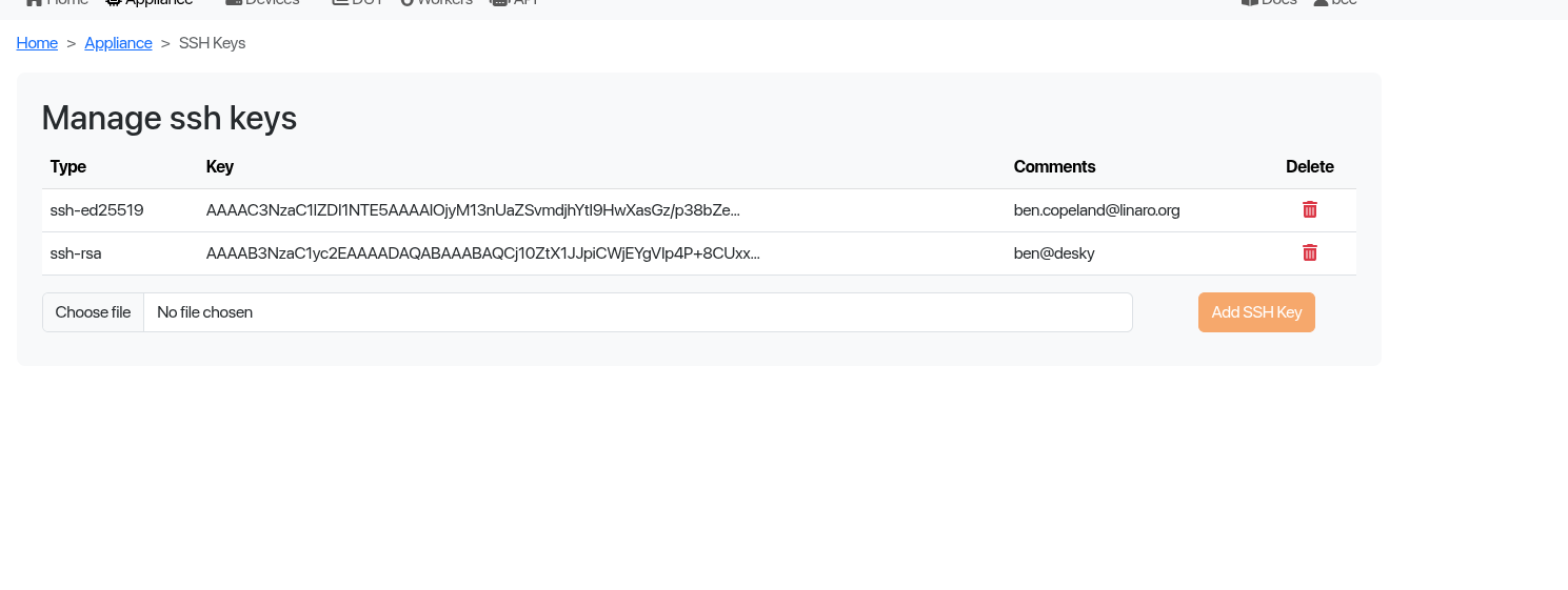 Manage SSH keys